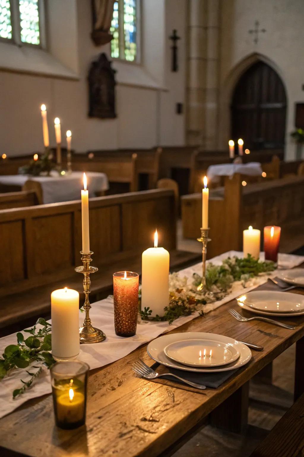 Candles contribute a toasty and enticing vibe to church gatherings.