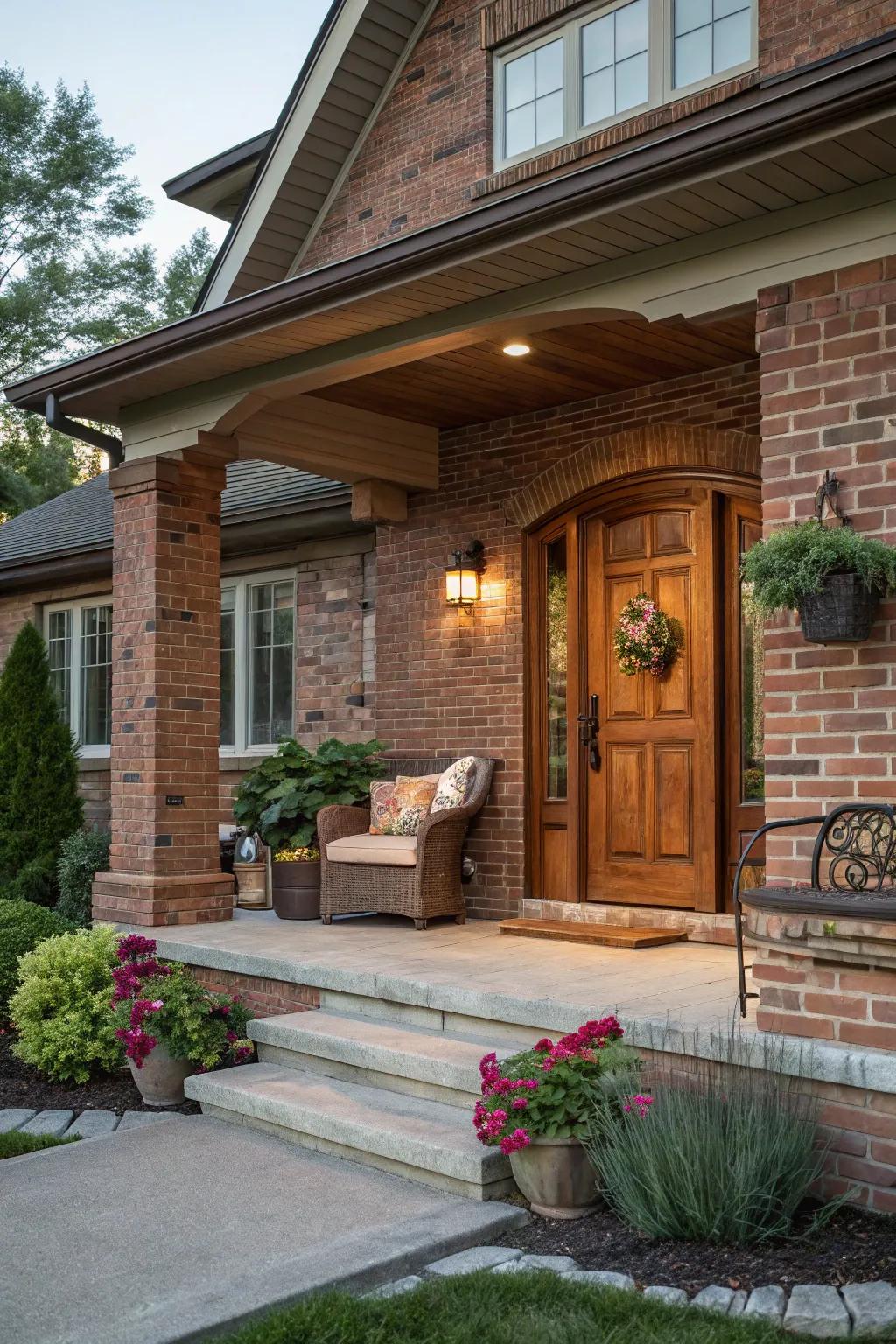 Warmth and elegance with a natural wood door.