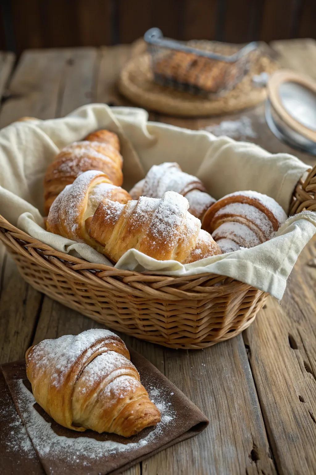 Freshly baked croissants ready to be enjoyed at brunch.