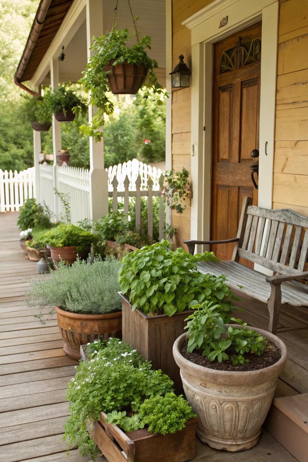Greenery in flower boxes enhances the natural beauty of your porch.