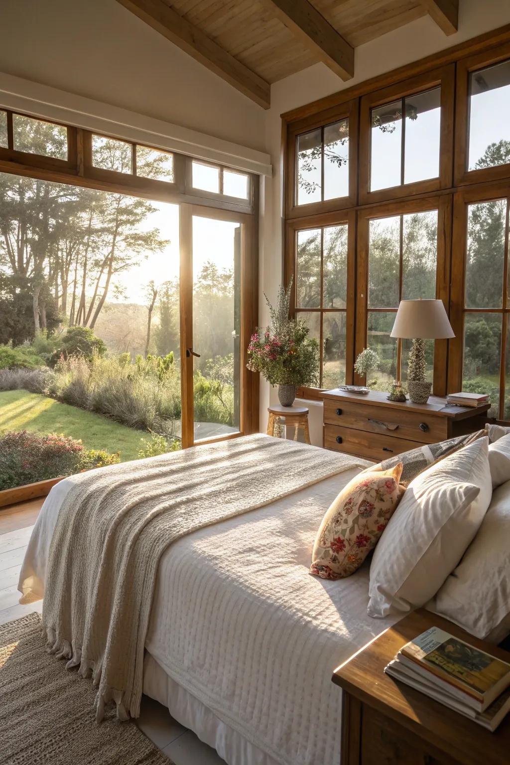 Natural light enhances the positive energy in a feng shui bedroom.