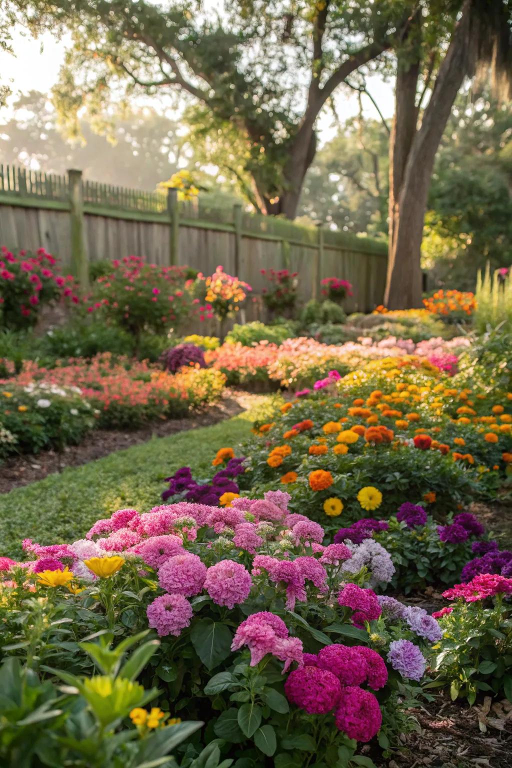 Brighten your landscape with a diverse and colorful flower bed.