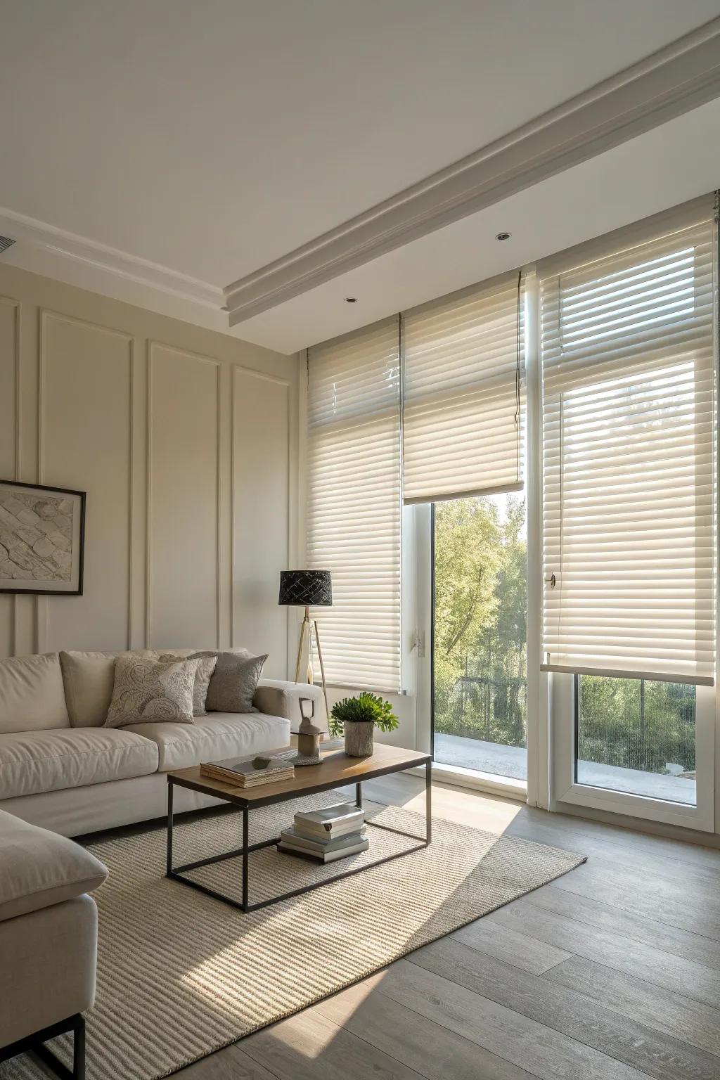 Blackout blinds offer a minimalist solution to light control, perfect for modern spaces.