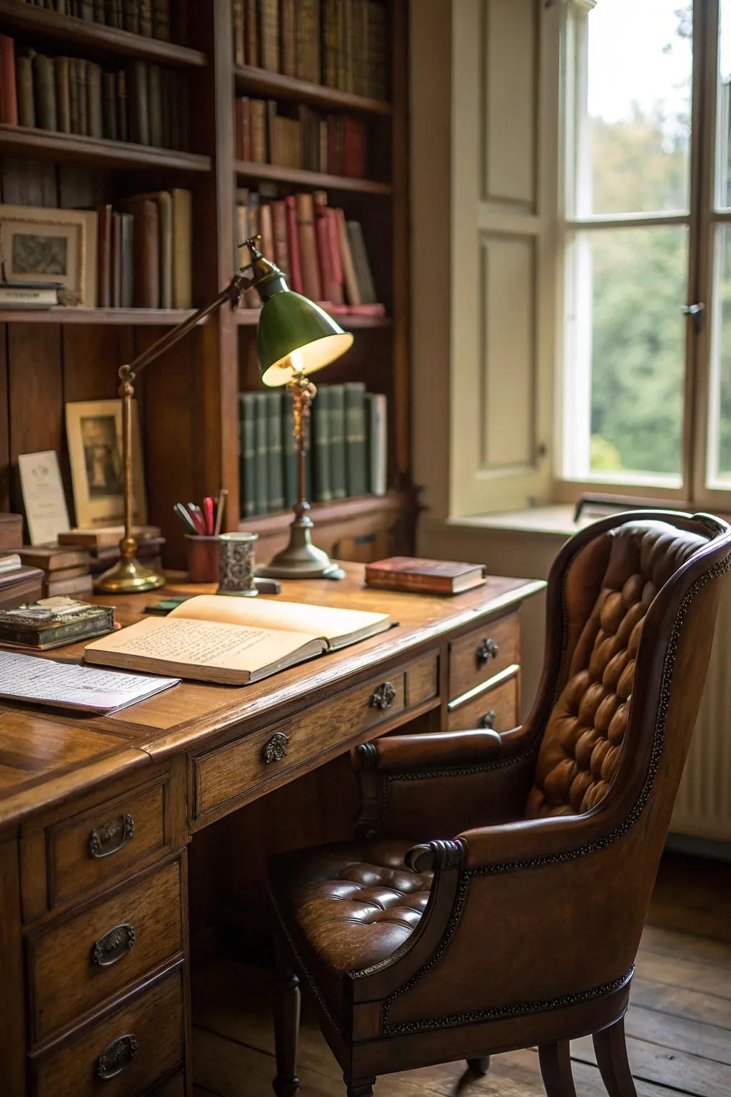 Timeless solace with a vintage leather chair