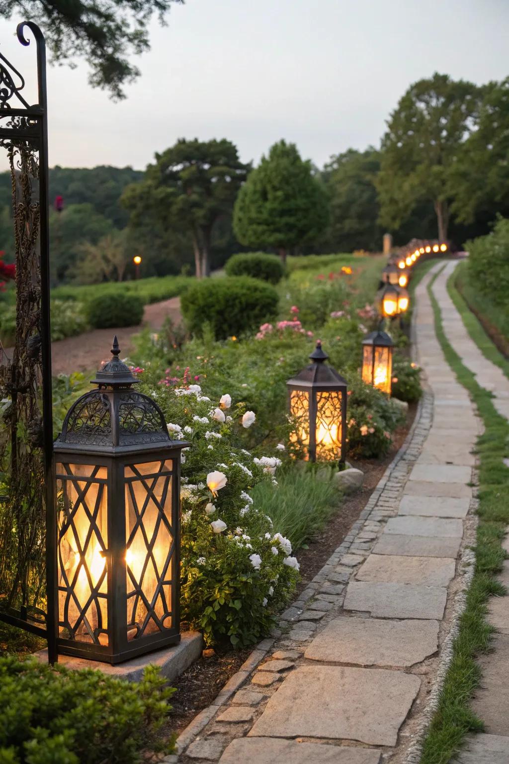 Guide your way with the soft light of lanterns.