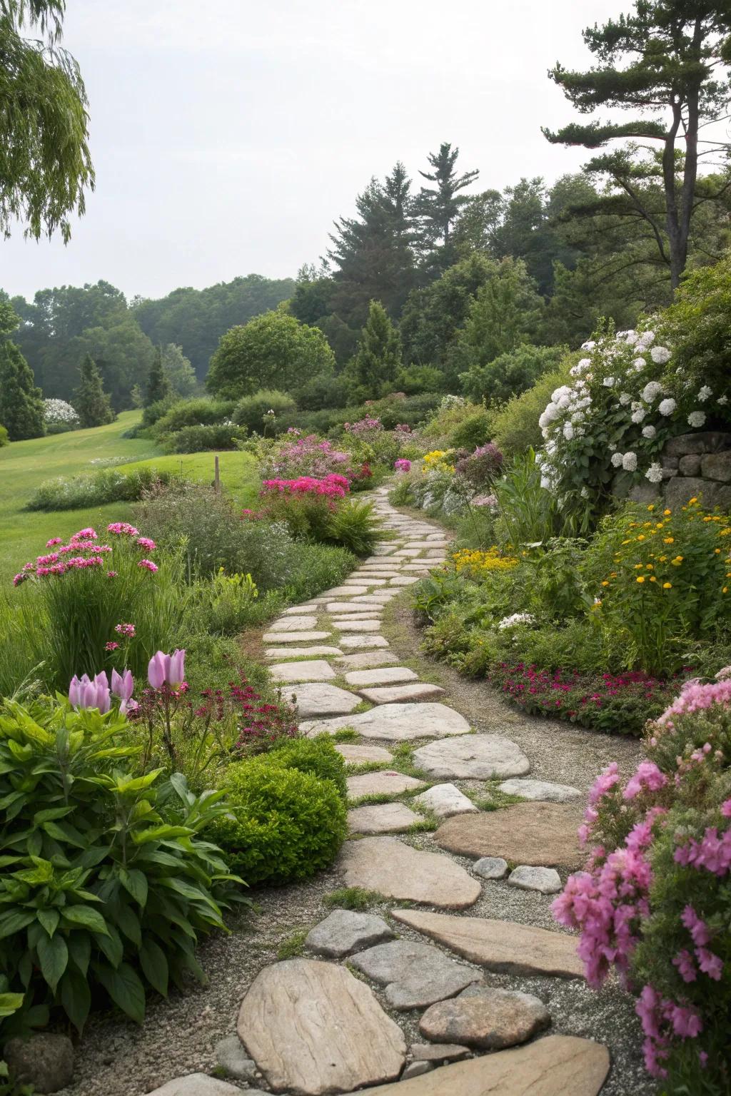 A garden pathway designed for easy exploration by pets.