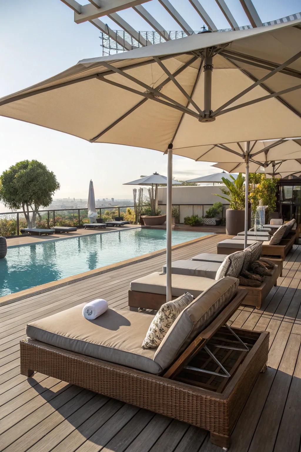 Make a comfy lounge area for the best relaxation by the pool.