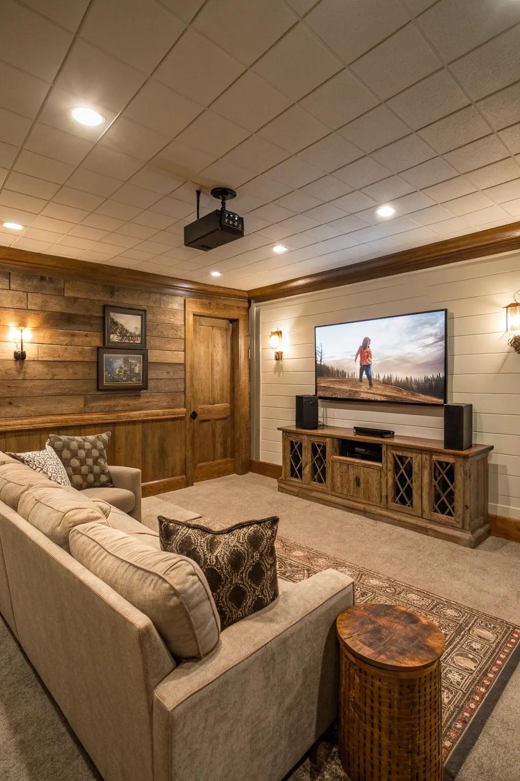 A board and batten entertainment spot adding to the feel.