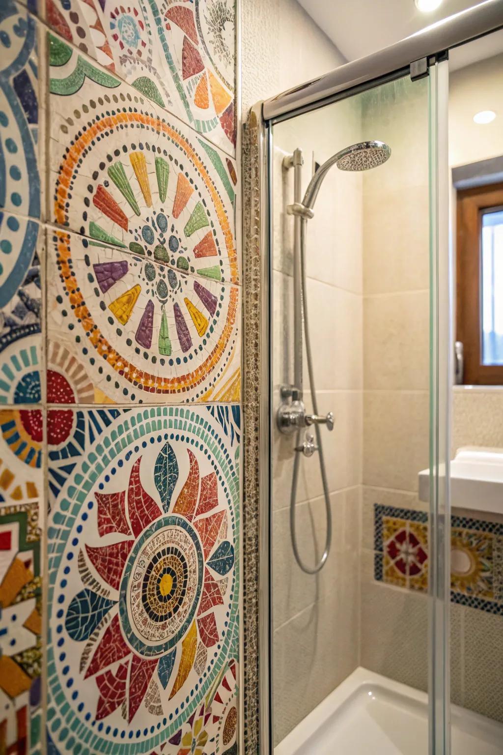 Mosaic tiles can infuse an artistic flair into smaller showers.