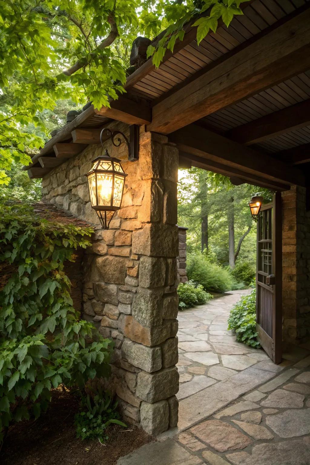 Carriage lights give any space a rustic touch.