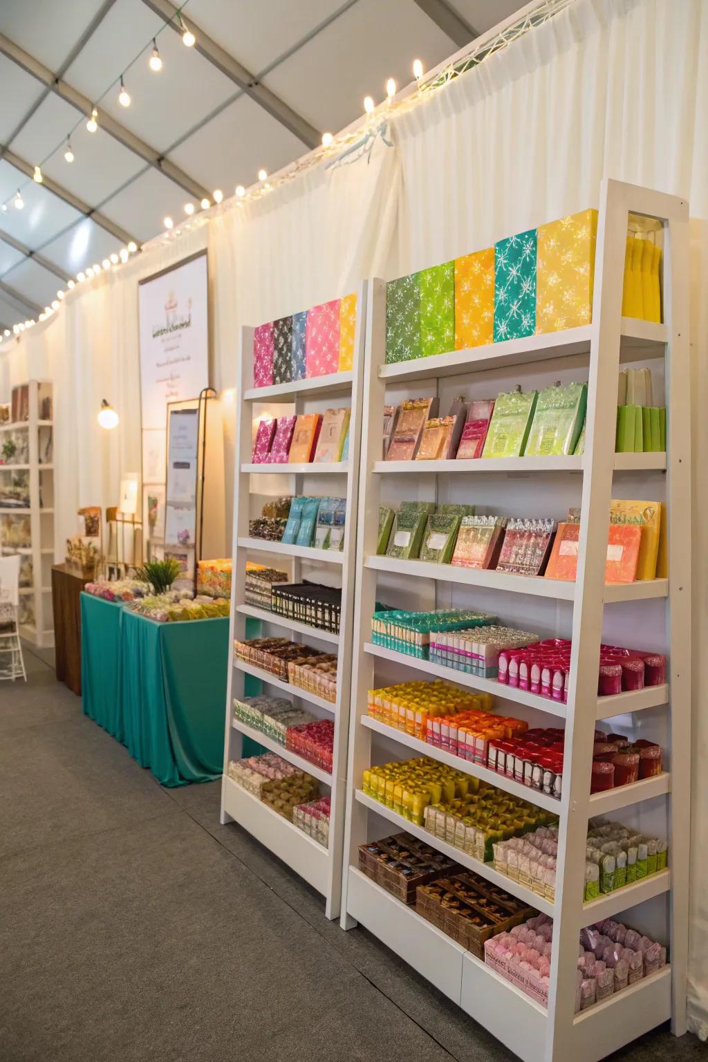 Upright displays maximize your area and showcase what you're offering.