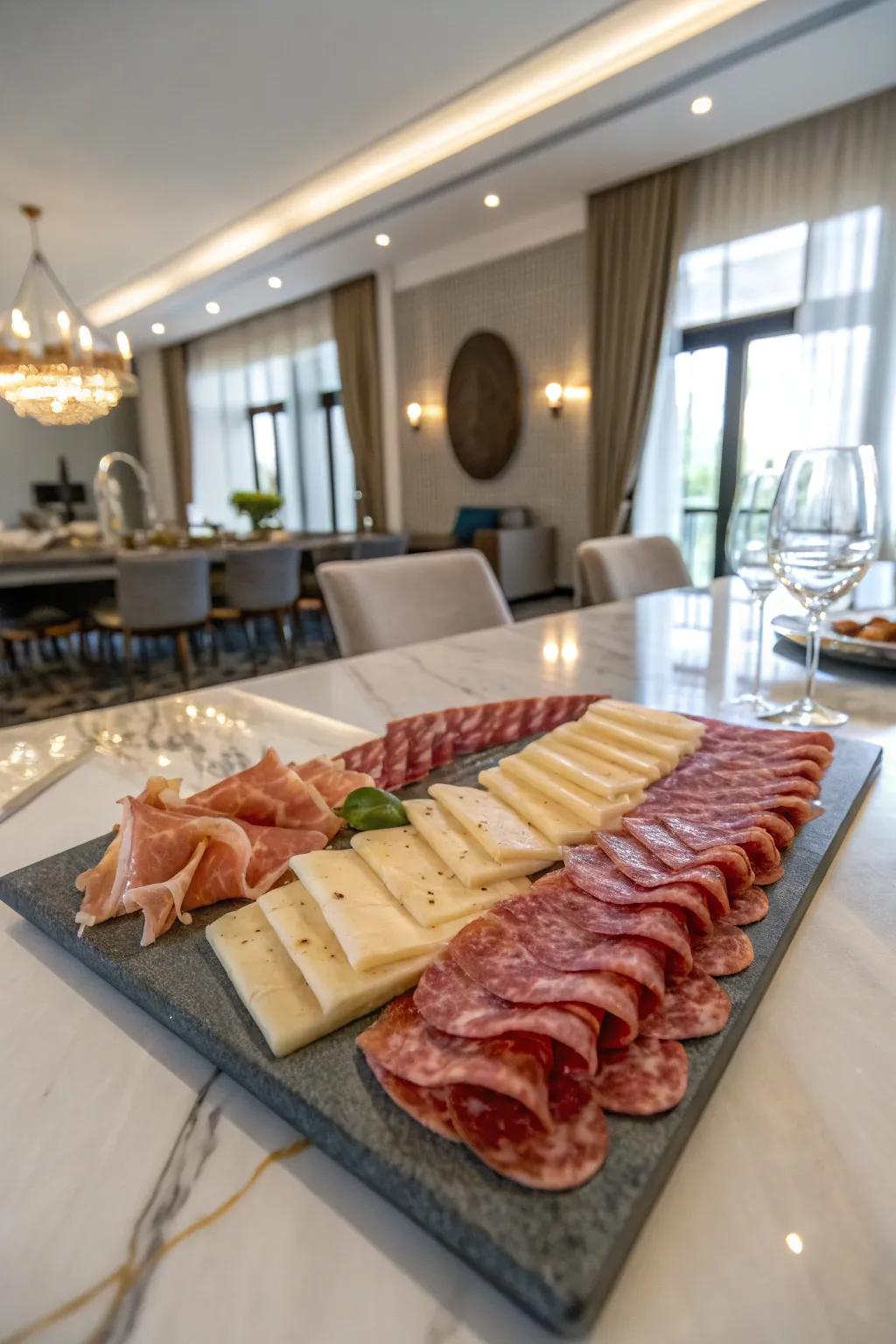 Cured meats add savory richness to the wine platter.