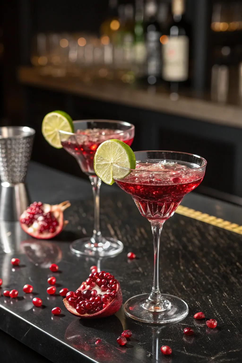 Sophisticated seed fruit juice cocktails perfect for a scarlet-themed toast.