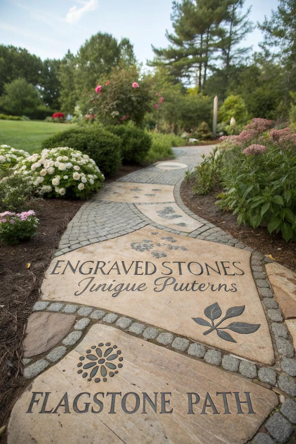 A personalized flagstone path reflecting individual style and creativity.