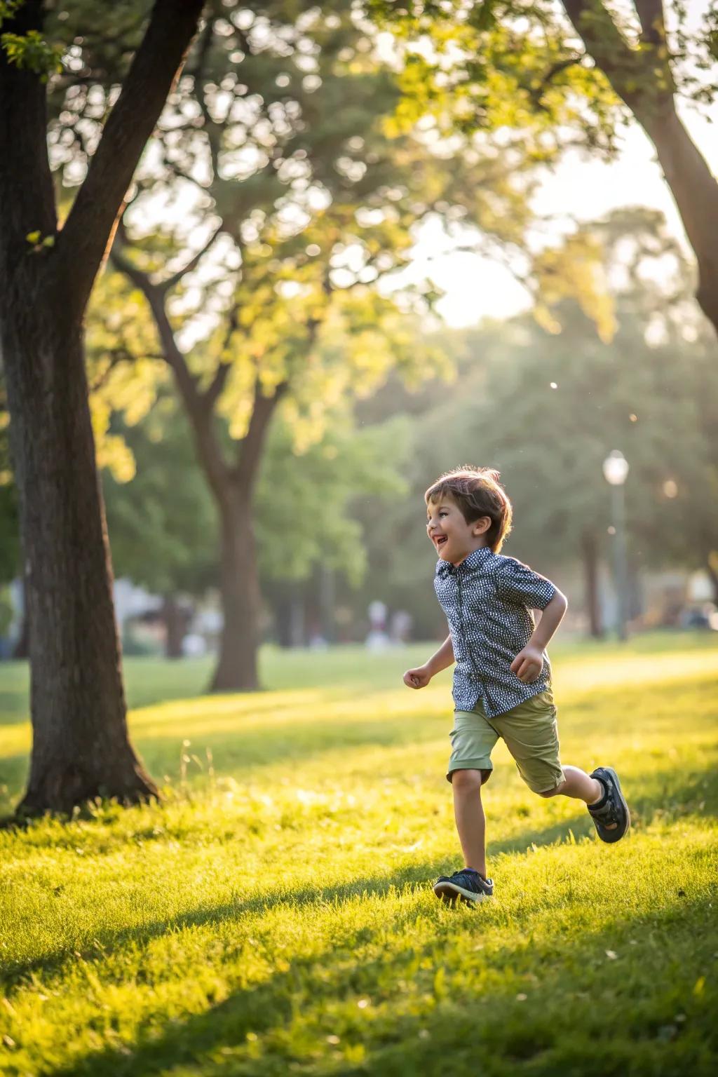 Nature provides the perfect backdrop for a playful photoshoot.