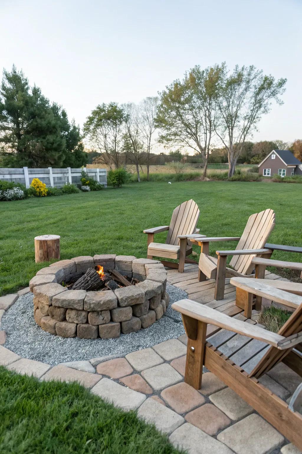 A basic fire pit offers warmth and serves as a focal point for gatherings.