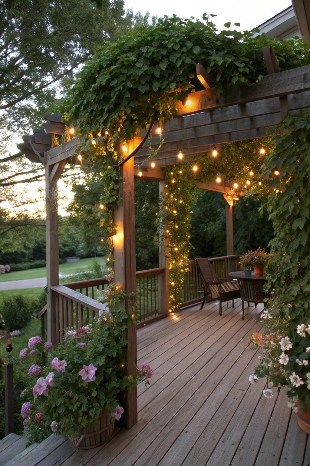 A pergola offers shade and a touch of elegance.