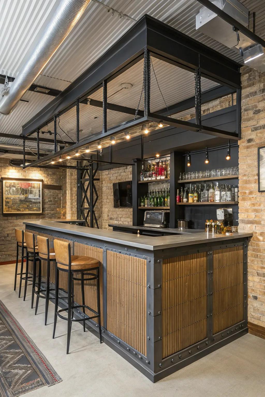 Edgy industrial pairs metal with timber for an on-trend aesthetic.