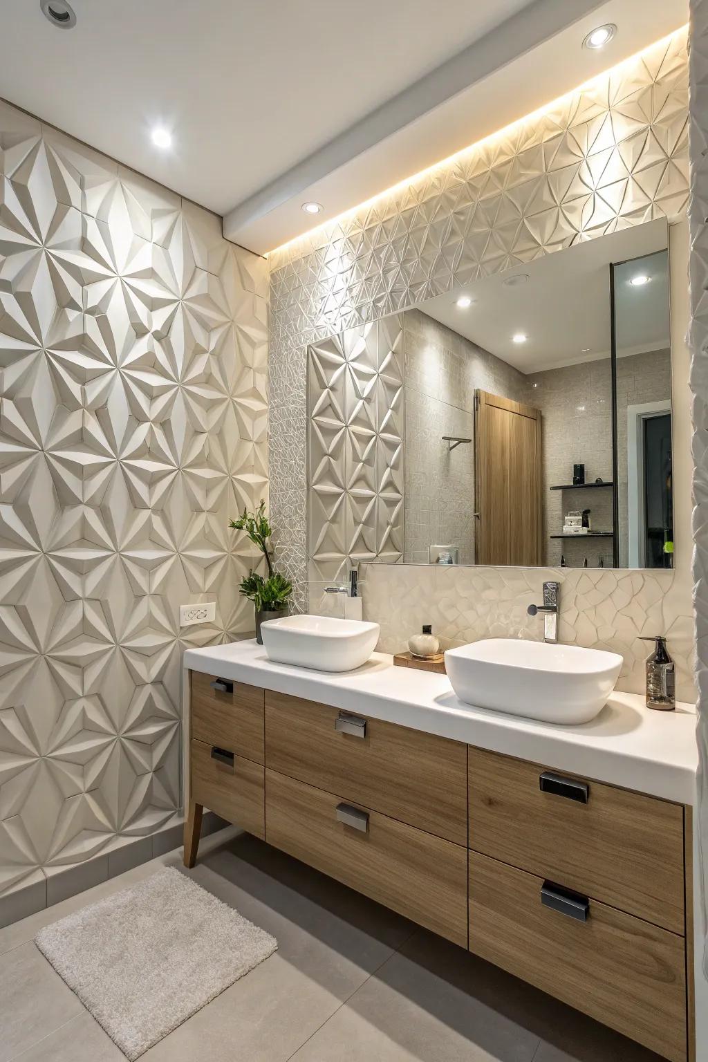 3D wall panels exude modern sophistication.