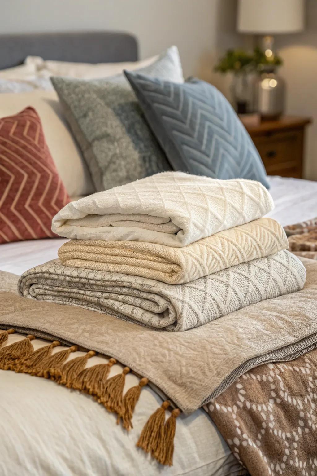Observe how layered textiles come together to create an inviting and snug bed.