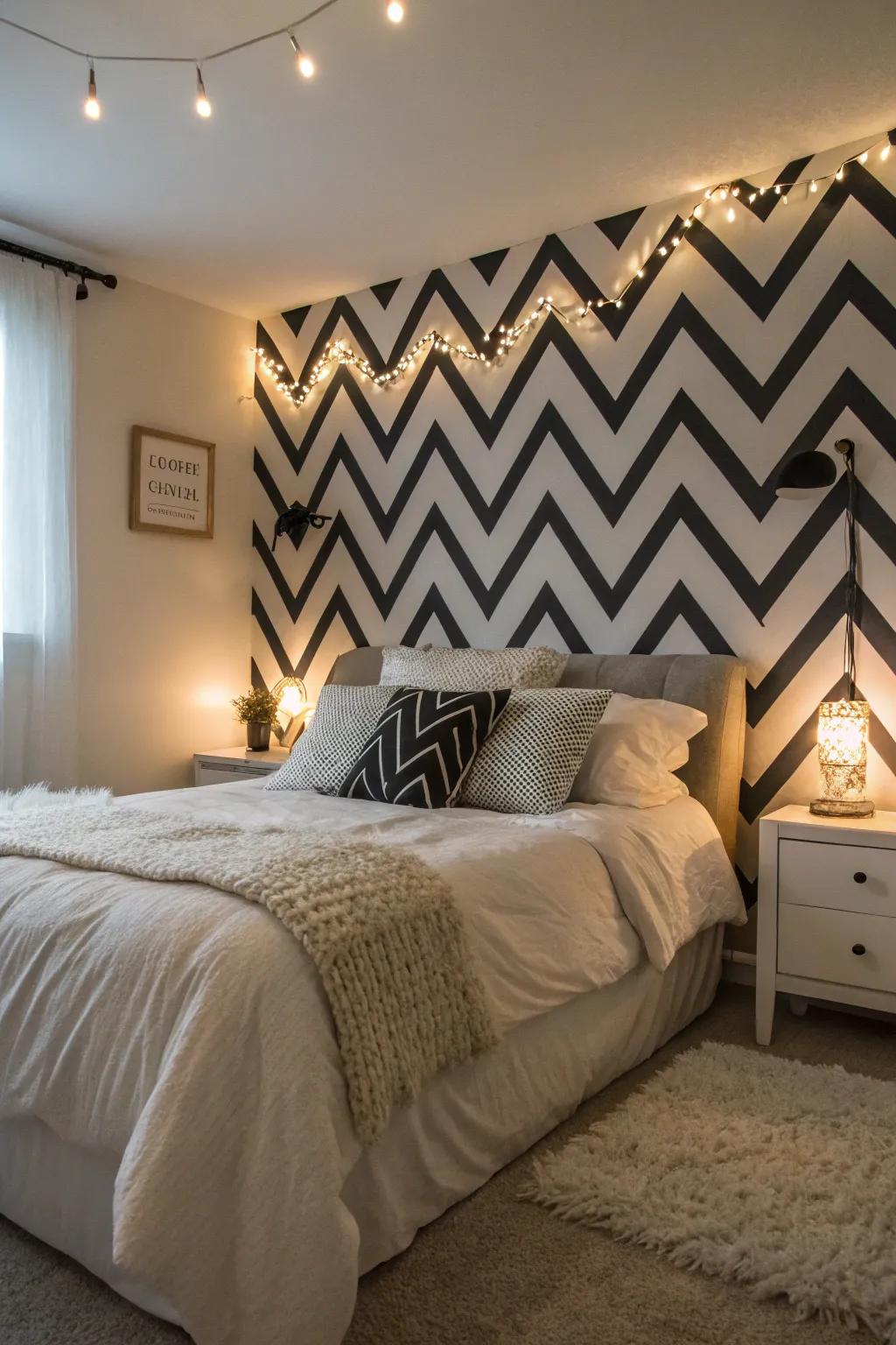 A chevron design brings a hint of elegance and style.