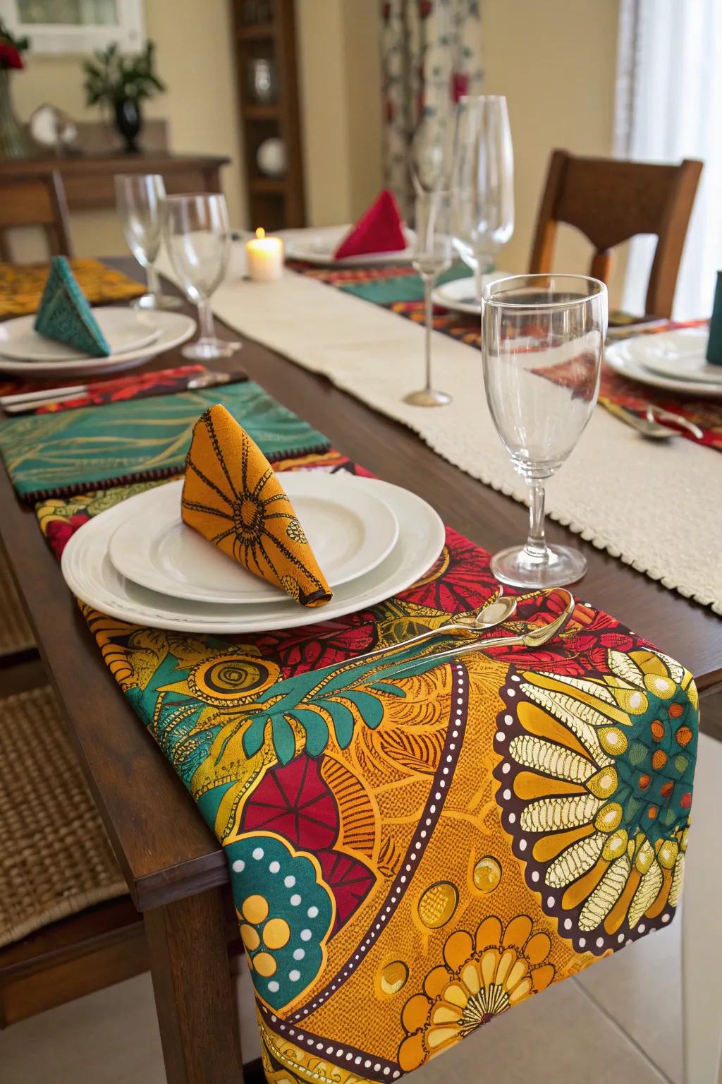 Table settings showcasing African designs make a powerful statement.
