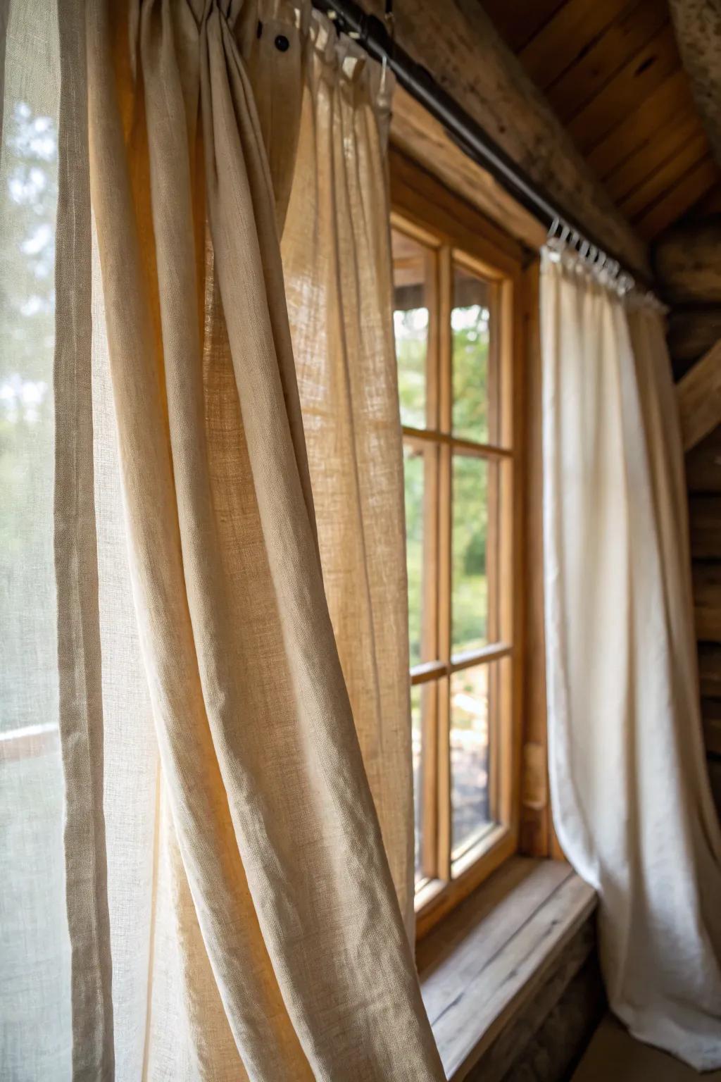 Linen curtains introduce a cozy and organic texture to cottage interiors.