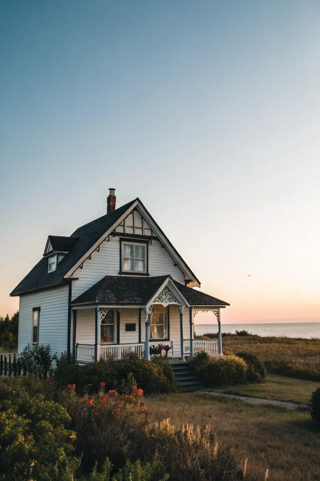 A peaked roof lends classic allure to a cottage façade.