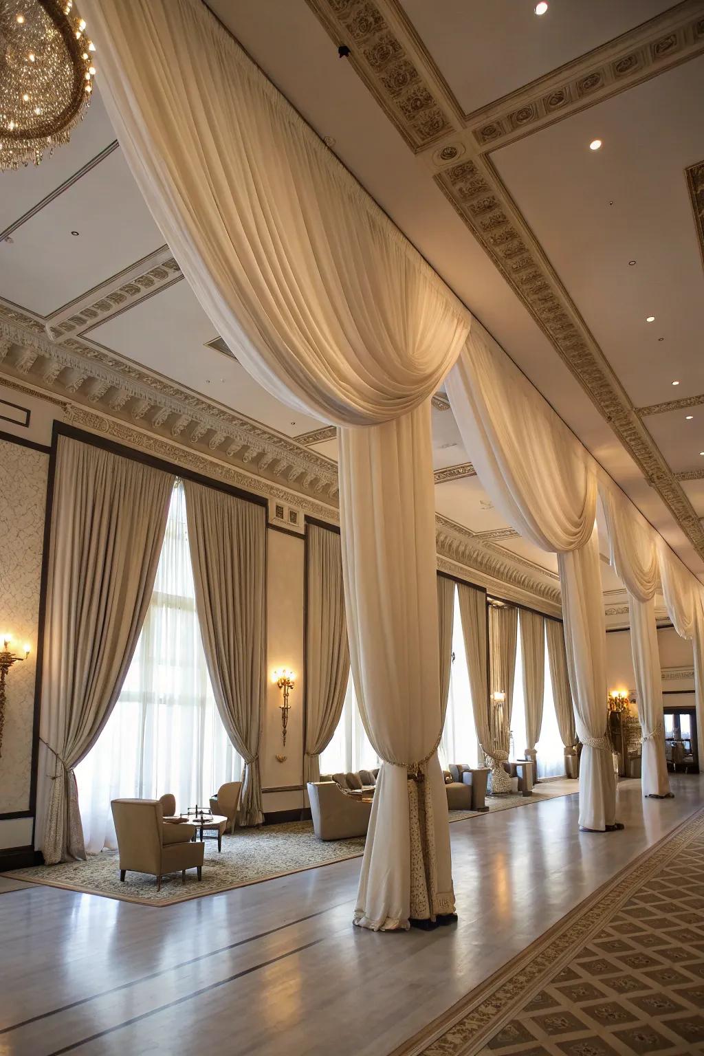 Ceiling-to-floor drapes add grandeur to any space.