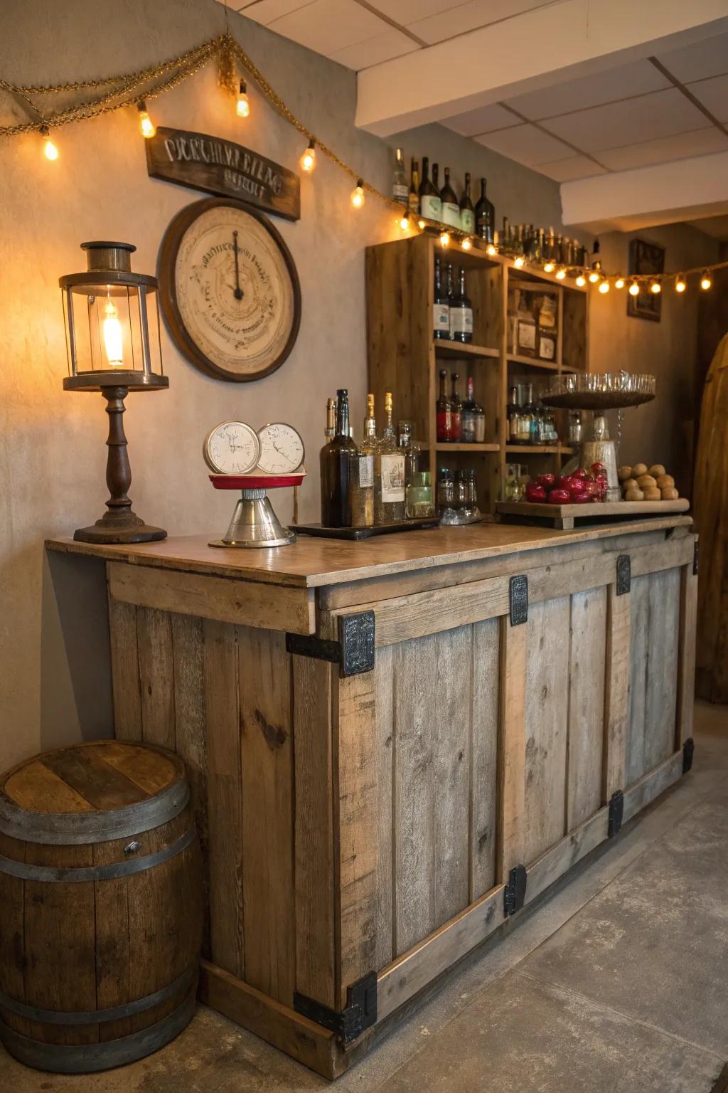 Rustic charm adds warmth and character to your bar area.