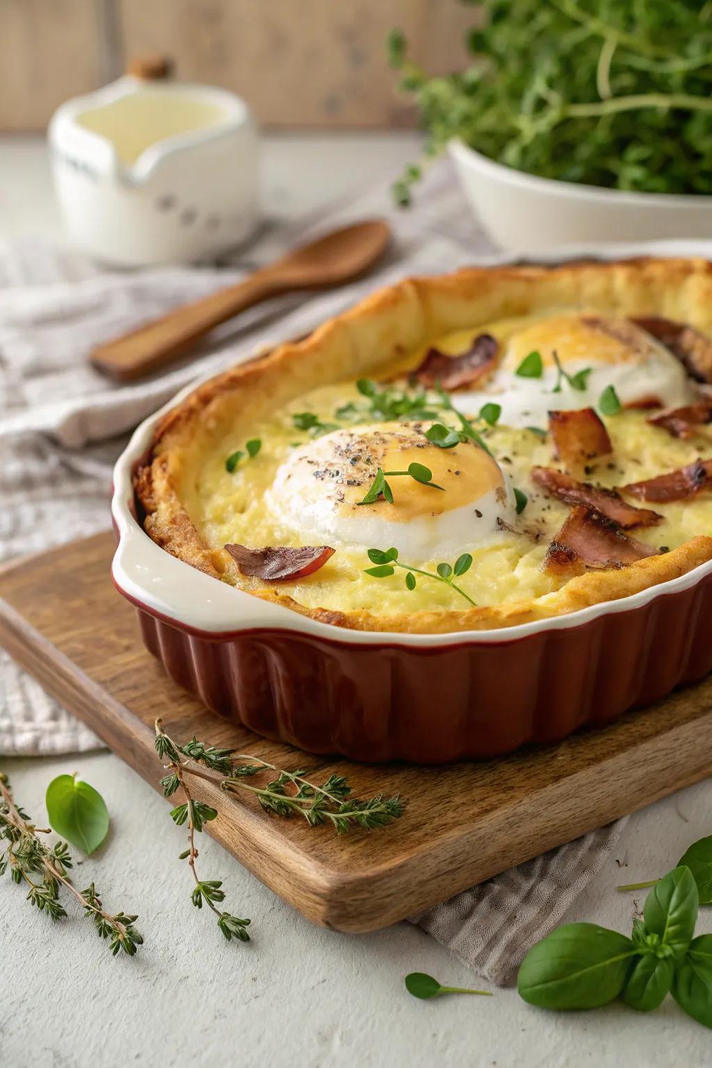 Egg Benedict Casserole, a savory twist on a brunch classic.