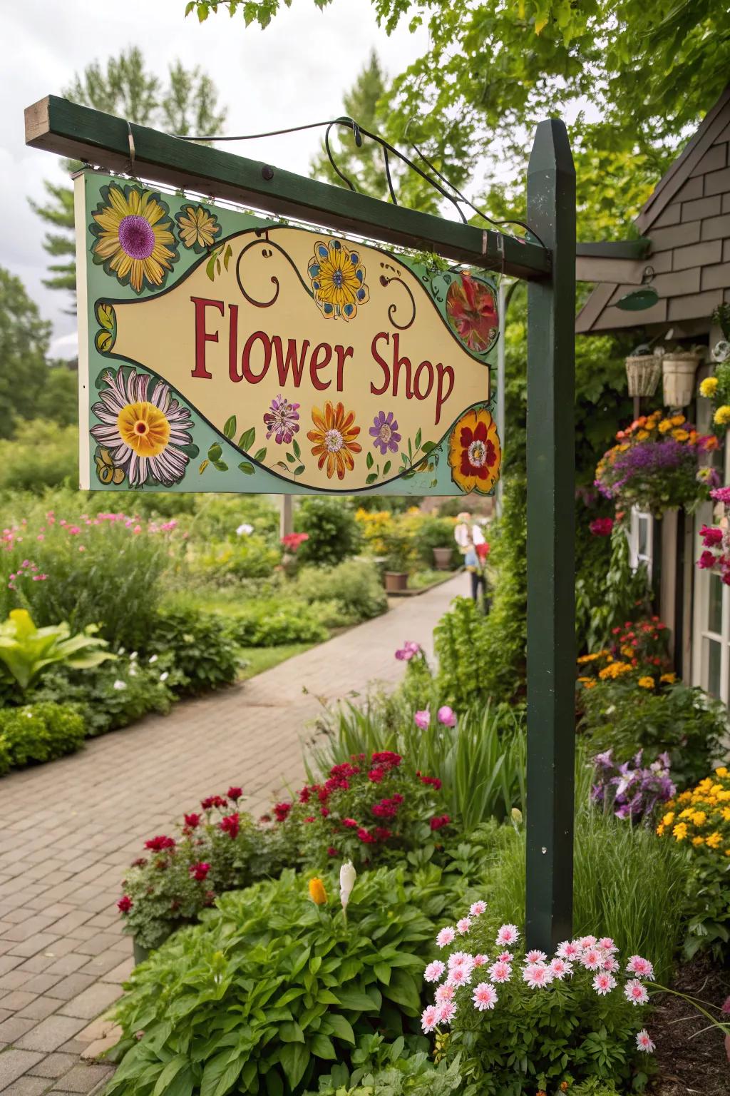 A marker that mirrors the floral wonders inside