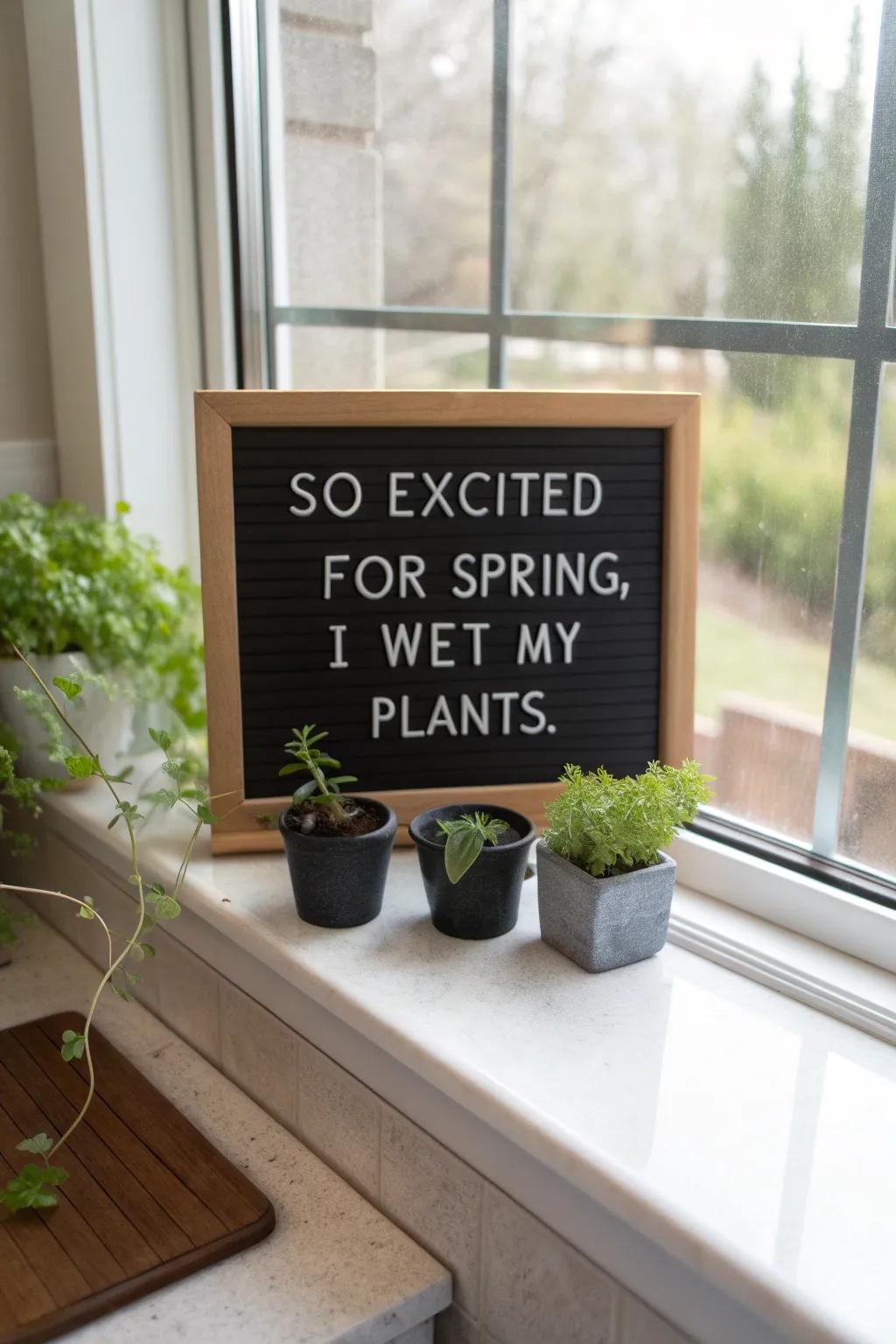 Show off your gardening enthusiasm with a witty quote.