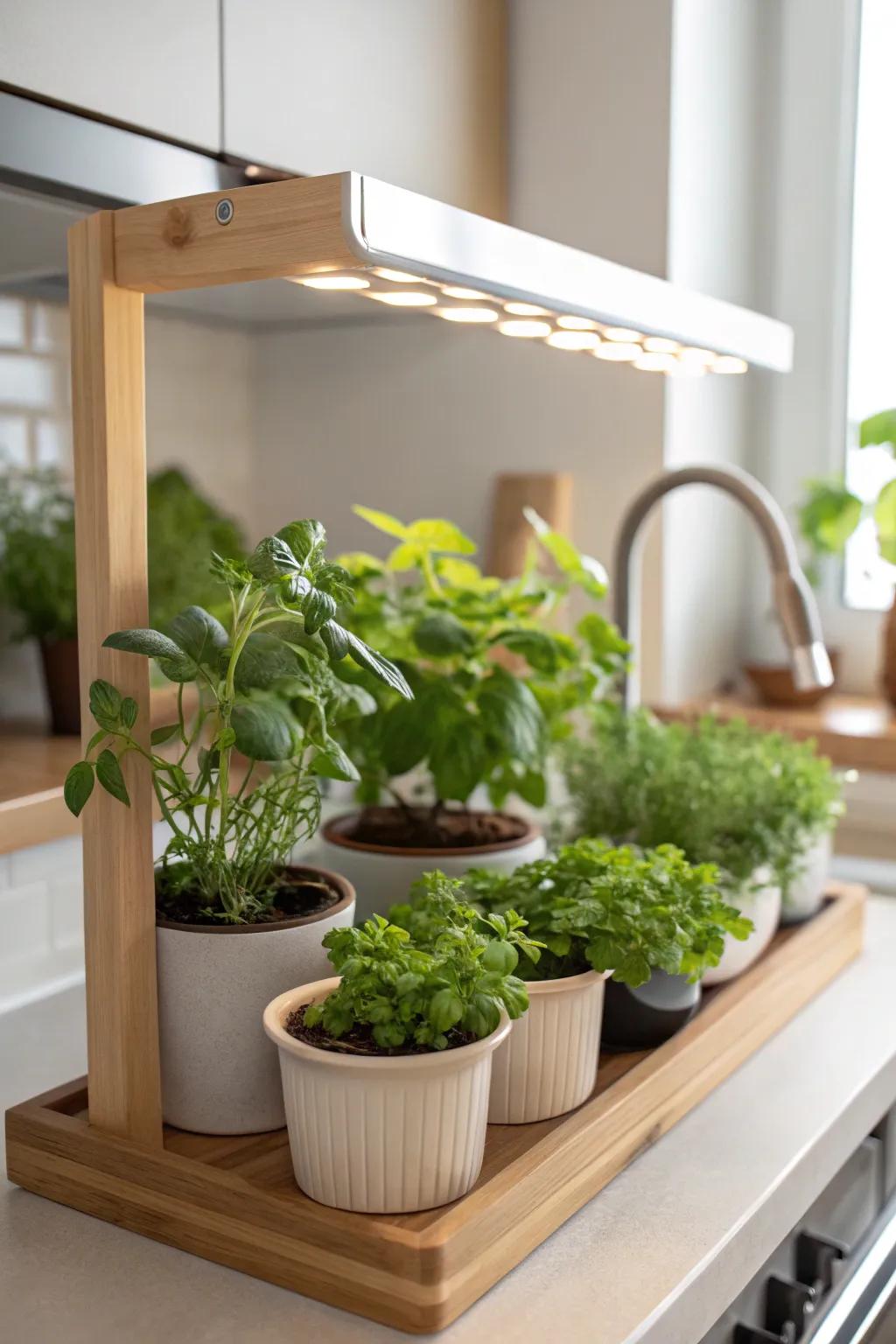 Grow fresh herbs with an indoor herb garden kit.