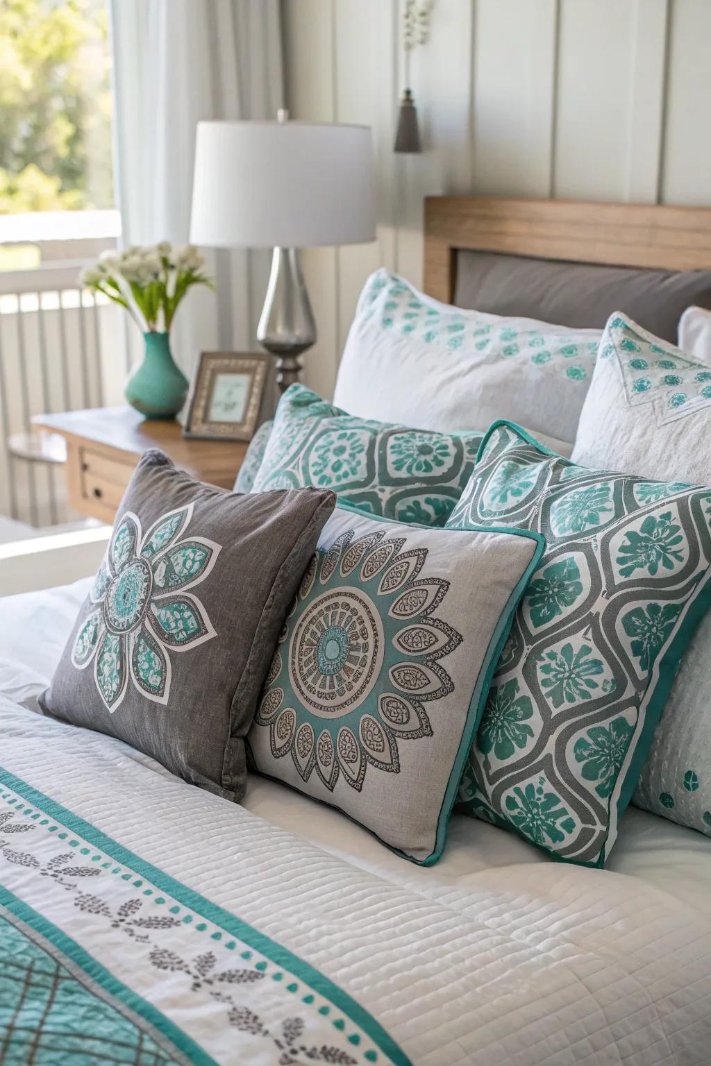 Decorative pillows give a pop of pattern and color.