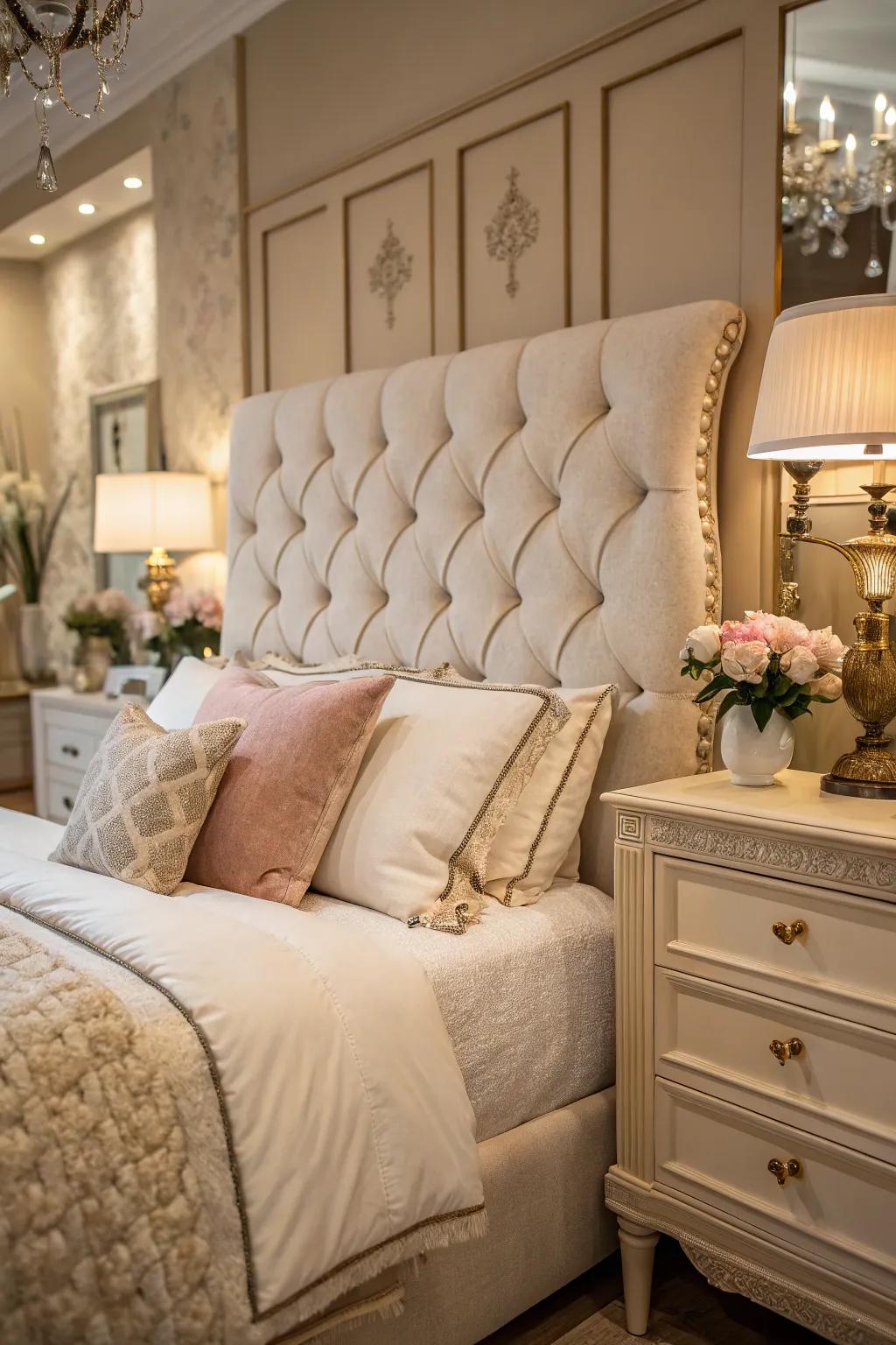 Treat yourself to the indulgence of an upholstered headboard.