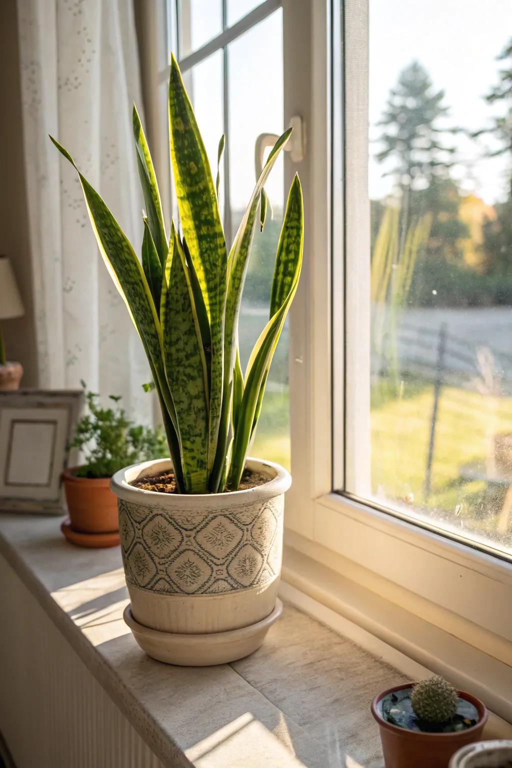 A snake plant that adds a touch of green to any space.