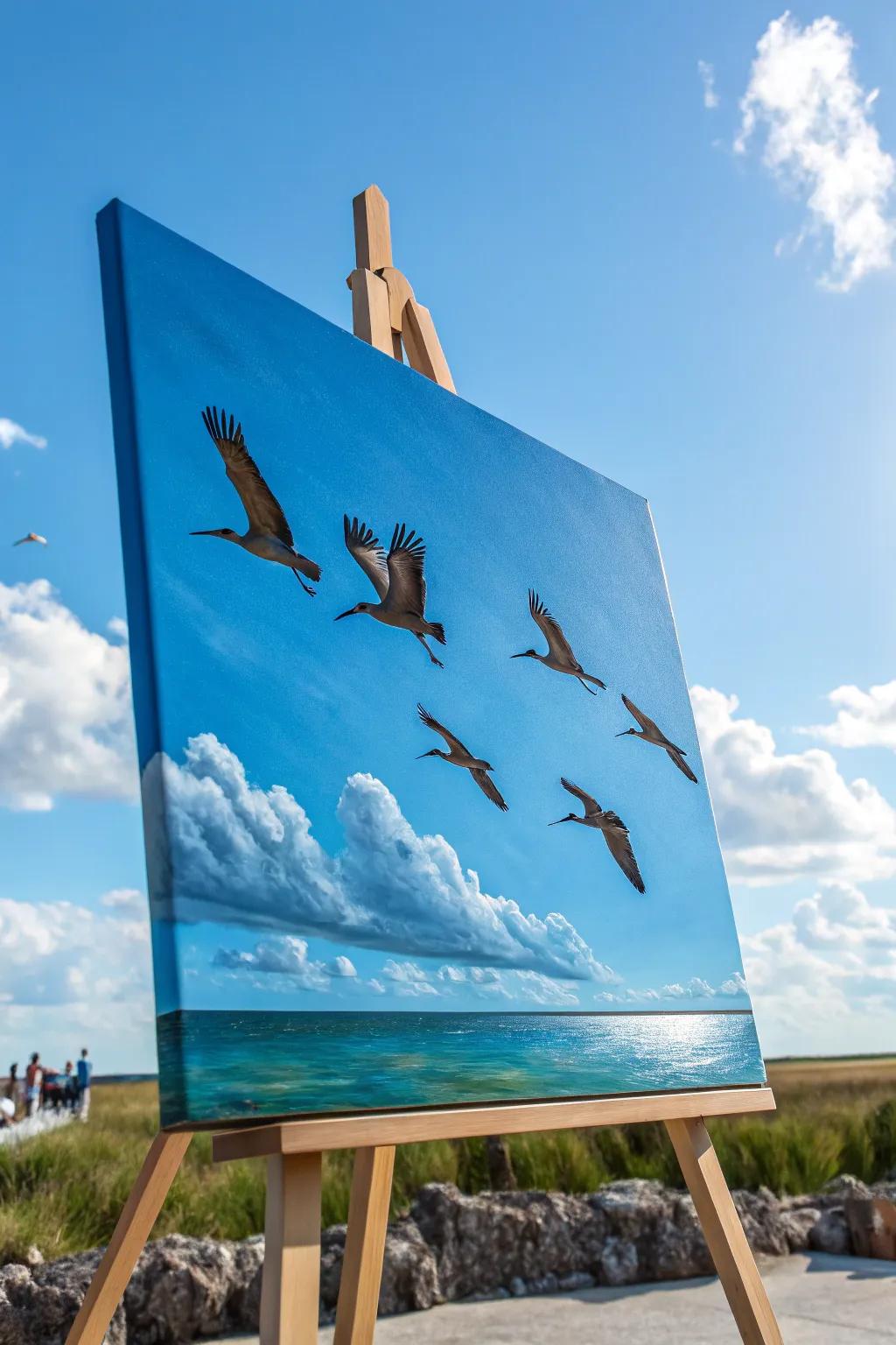 Birds mid-flight, embodying the spirit of independence.