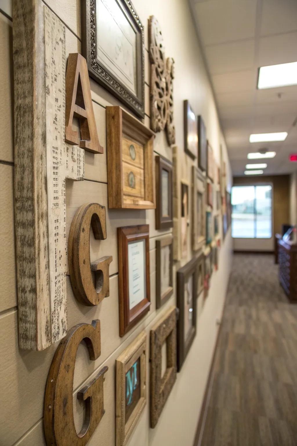 Rustic wooden letters bring a cozy farmhouse charm.