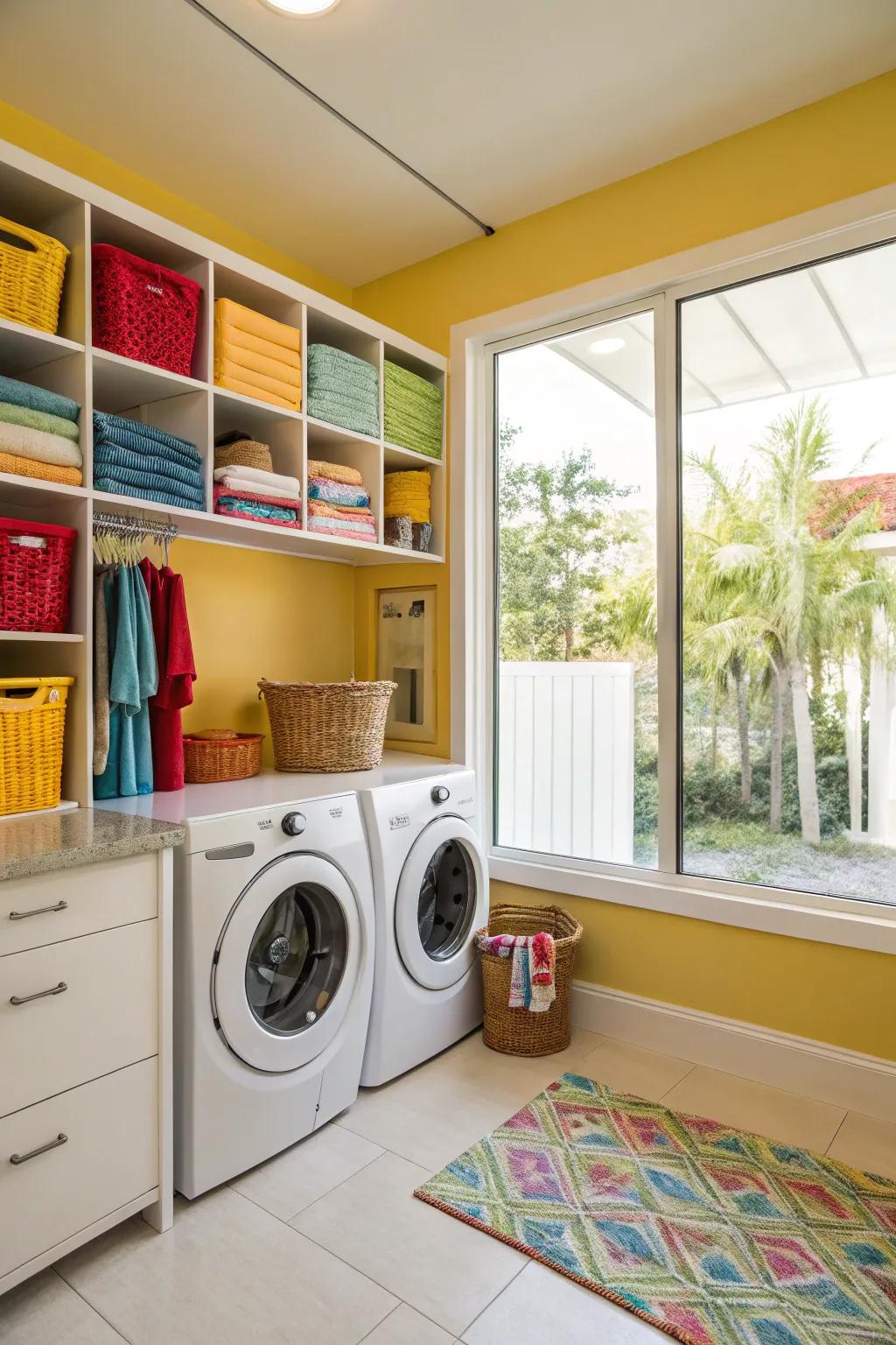 Ample natural light creates an inviting and spacious laundry room.