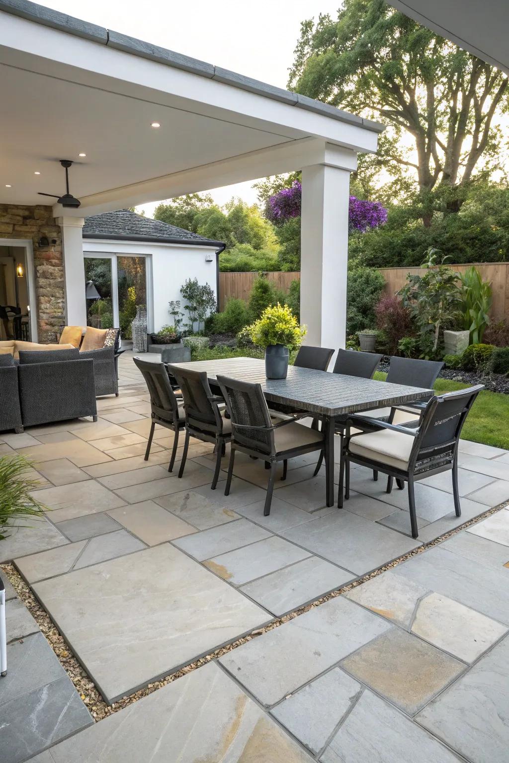 A sleek patio sets the stage for endless outdoor enjoyment.