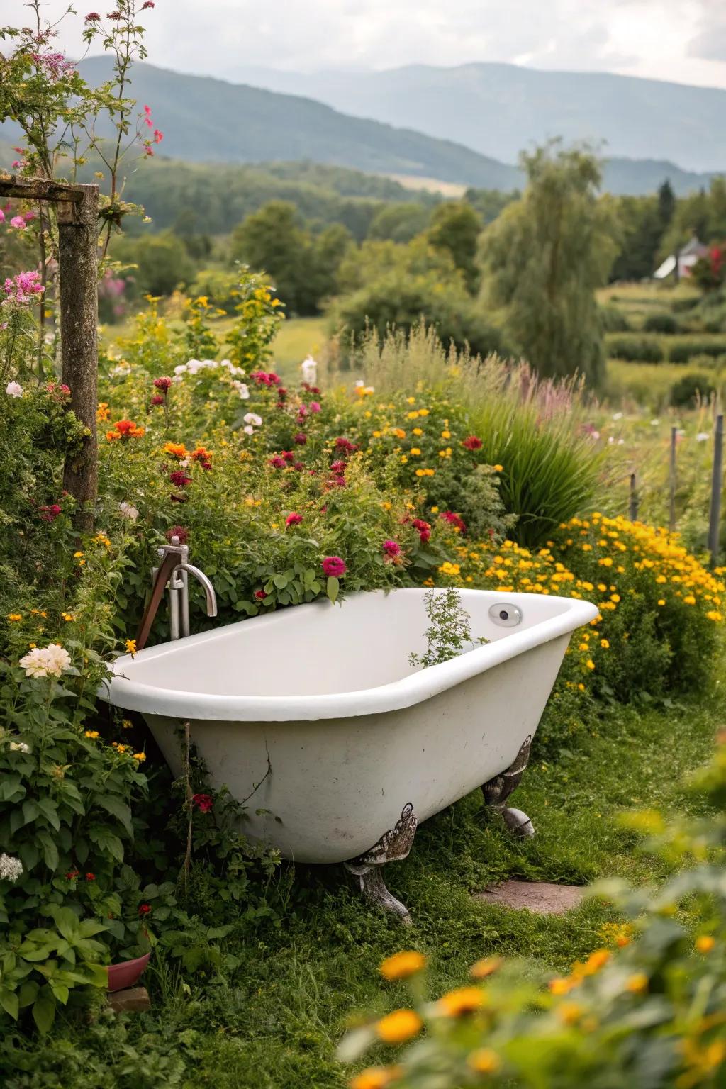 Add vintage charm with a classic clawfoot tub in your garden.