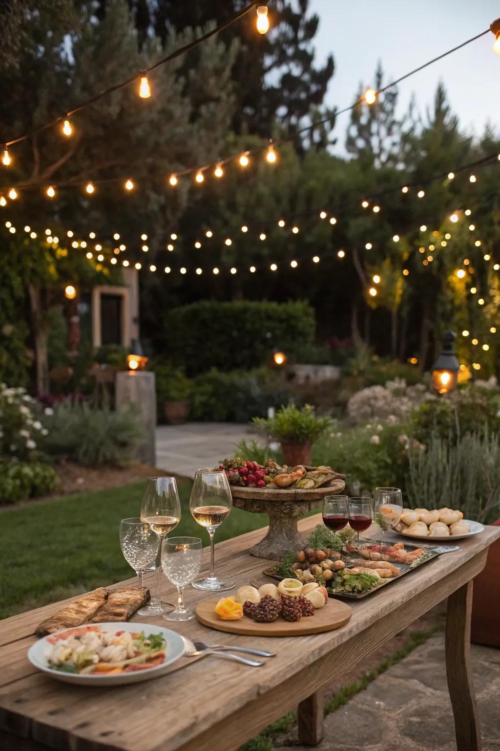 Host a charming garden soirée under the stars.