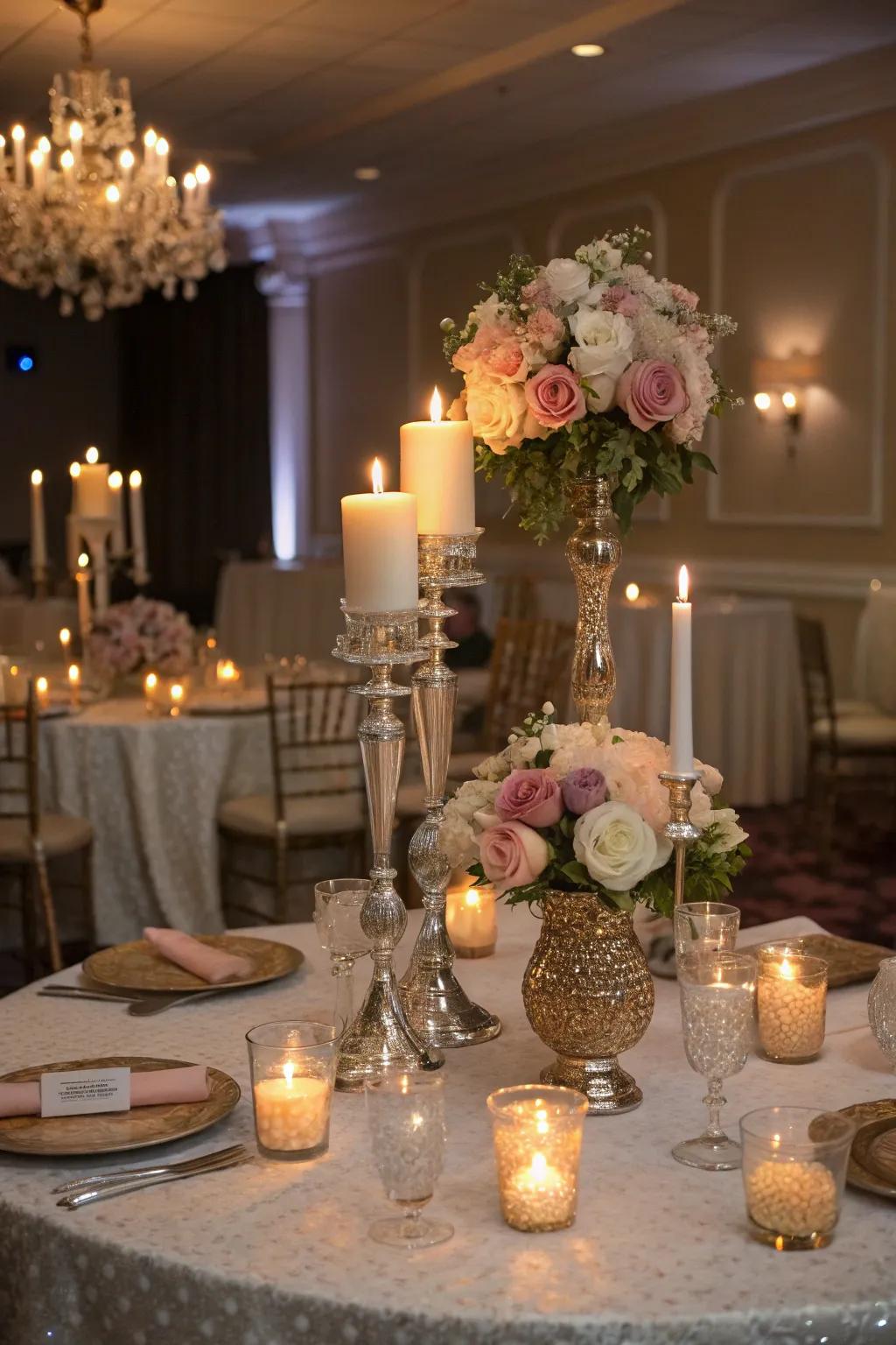 Waxen illuminators impart a delightful, welcoming radiance to your prom tables.