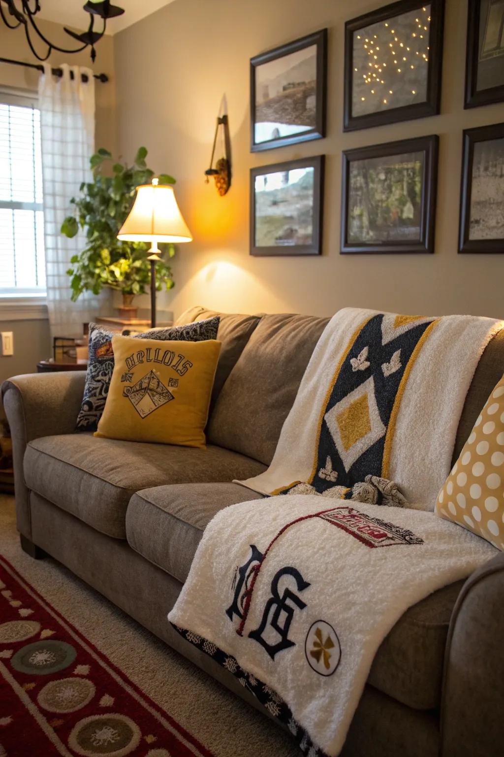 Rally towel pillows? A cozy, personal touch for any room.