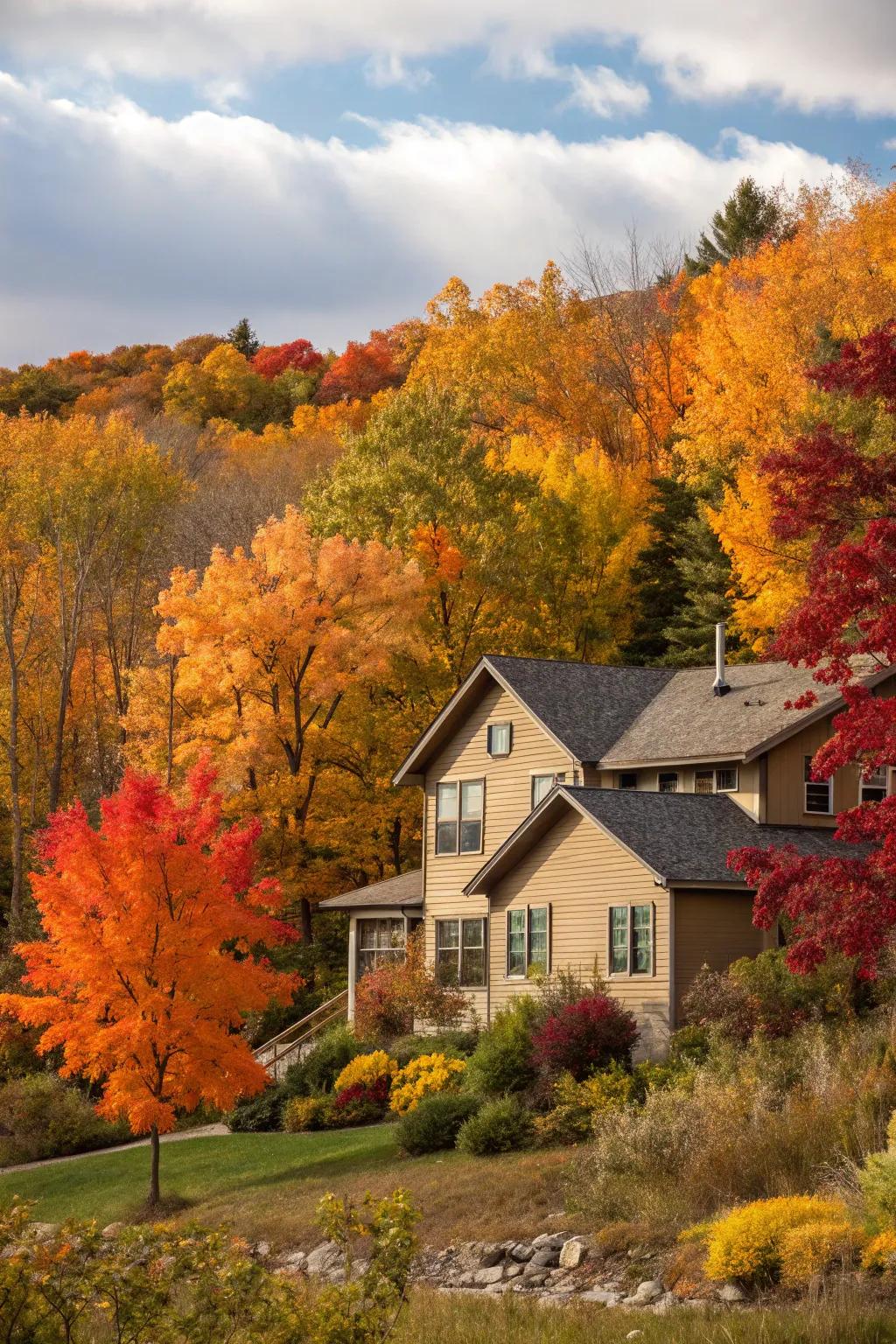 Earth-toned siding creates a cozy, nature-inspired look.