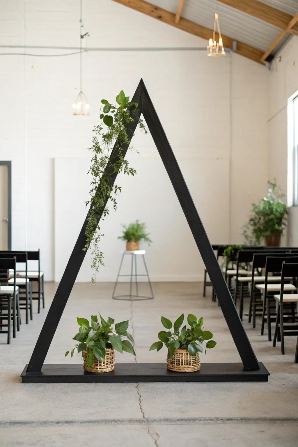 A sleek and modern triangle arch that perfectly embodies minimalist design.