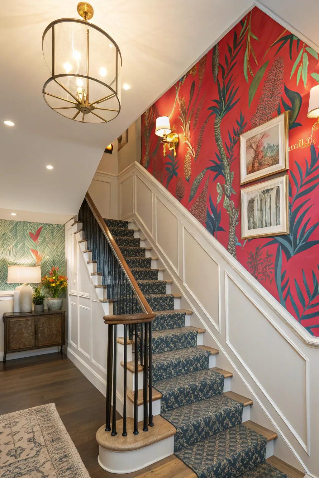 Create impact with a statement wall on your staircase.