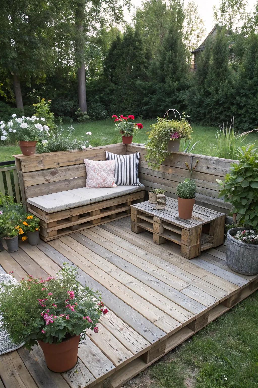 With a DIY patio or deck, transform a corner of your backyard.
