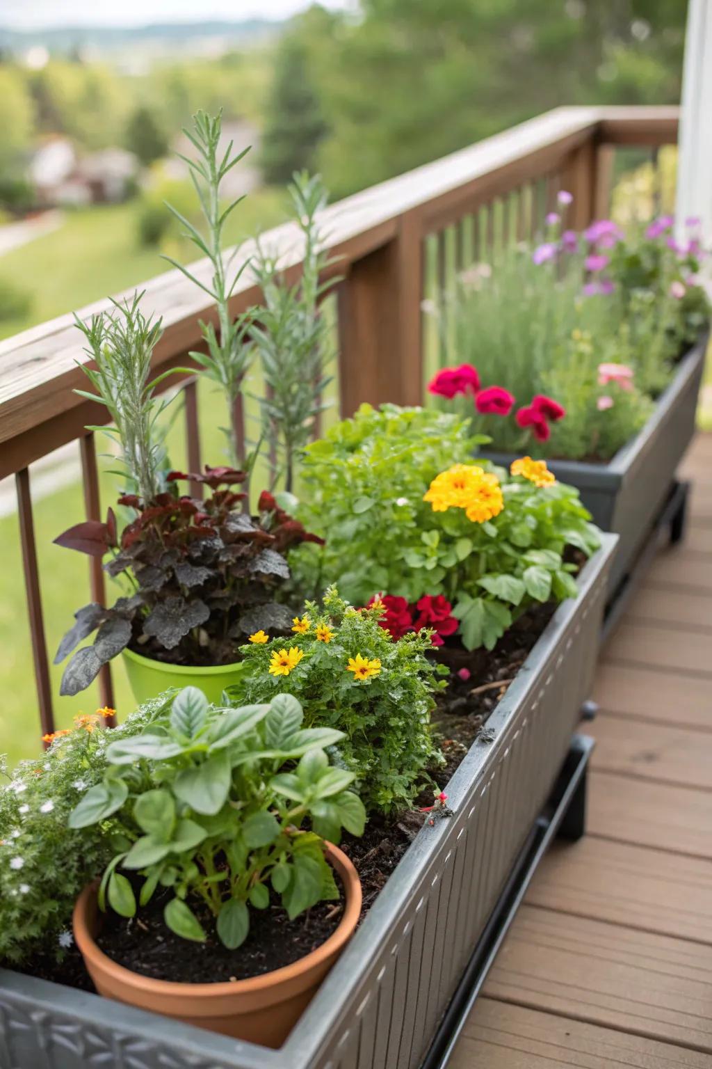 Built-in planters add greenery and life to your deck.